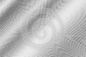 Black on white grunge halftone vector. Digital dotted texture. Faded dotwork gradient. Monochrome halftone overlay