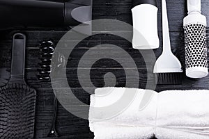 Black and white hair styling tools