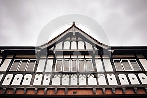 black and white halftimbered tudor facade