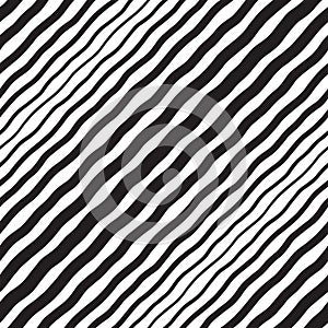 Black and white halftone diagonal wavy stripes seamless texture