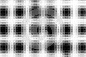 Black and white halftone vector background. Diagonal dot gradient. Regular dotwork surface. Frequent dotted halftone