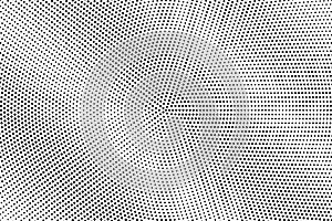 Black and white halftone vector. Diagonal dotted gradient. Round smooth dotwork surface. Vintage overlay