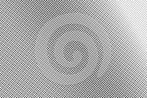 Black and white halftone vector. Diagonal dotted gradient. Smooth dotwork texture. Retro overlay