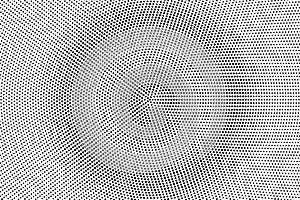 Black on white halftone vector. Radial dotted texture. Centered dotwork gradient. Monochrome halftone overlay