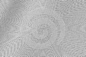 Black white halftone vector texture. Circular perforated surface. Smooth dotwork gradient. Digital pop art background