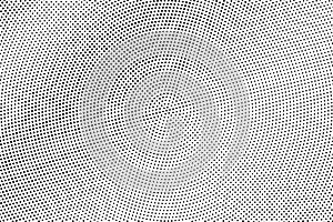 Black and white halftone vector texture. Diagonal dotted gradient. Circular dotwork surface. Vintage effect overlay