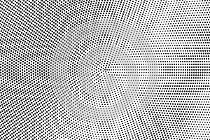 Black and white halftone vector texture. Diagonal dotted gradient. Round dotwork surface. Vintage effect overlay