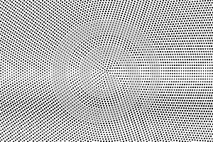 Black and white halftone vector texture. Horizontal dotted gradient. Centered dotwork surface