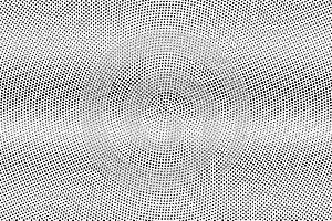 Black and white halftone vector texture. Horizontal dotted gradient. Circular dotwork surface for vintage effect
