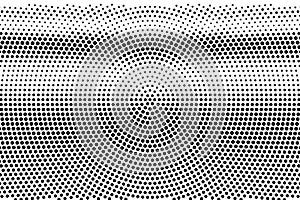 Black on white halftone vector texture. Rough horizontal dotted gradient. Centered dotwork surface for vintage effect