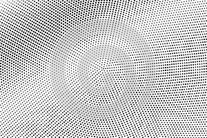 Black and white halftone vector texture. Smooth diagonal dotted gradient. Frequent dotwork surface for vintage effect