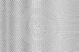 Black on white halftone vector texture. Sparse perforated surface. Micro dotwork gradient. Digital pop art background