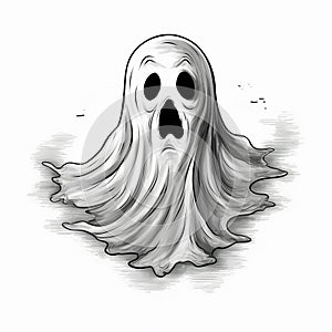 Black and White Halloween Ghost Sketch