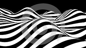 Hallucination. Optical illusion. Twisted illustration. Abstract futuristic background of stripes. Dynamic wave. Vector photo