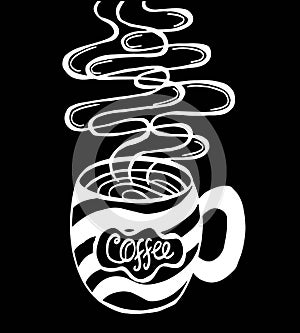 Hand drawing doodle coffee cup pattern vector illustration