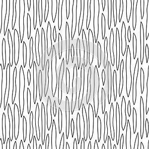Black and white hand drawn seamless pattern with abstract shape elements.