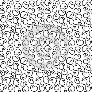 Black and white hand drawn seamless pattern with abstract shape elements.