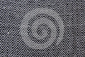 Black and white handmade fabric with geometric shapes and texture for baner and advertising background