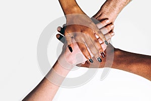 Black and white hands, international friendship