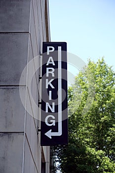 Black and White Hanging Parking Sign