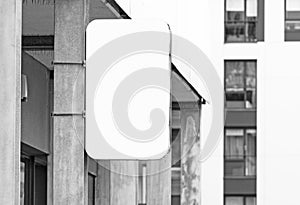 Black and white hanging wall signboard jpeg mockup photo