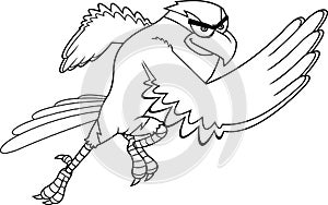 Black And White Hawk Bird Cartoon Character Running