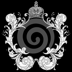 Black And White Heraldic Art Deco Quad