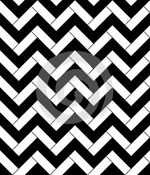 Black and white herringbone tile seamless pattern