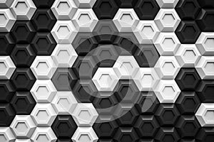 black and white hexagon Honeyomb modern technology black abstract 3d background