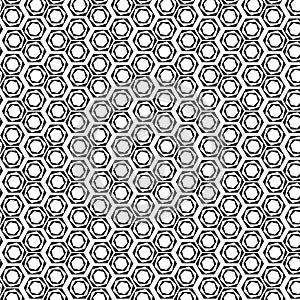 Black and white hexagon rotated pattern background