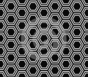 Black and White Hexagon Tile Pattern Repeat Background