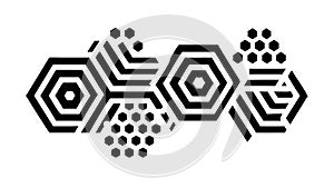 Black and White Hexagonal Geometric Pattern Design, vector design Generative AI