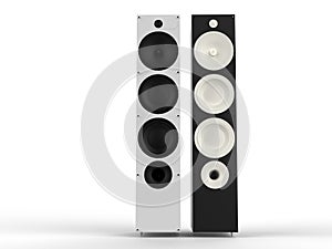 Black and white hi-fi speakers - front view