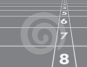 Black and white horizontal racing track lines with numbers in the field for competition in the race from start vector illustration