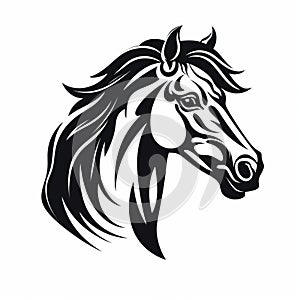 Black And White Horse Head Vector Illustration