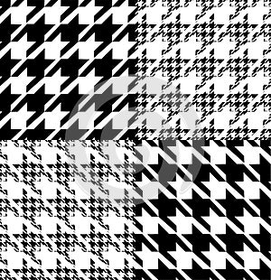 Black and white houndstooth pattern patchwork fabric swatch