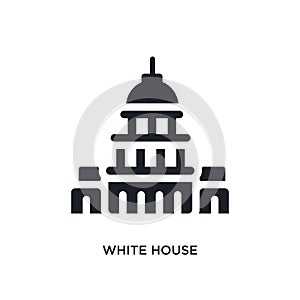 black white house isolated vector icon. simple element illustration from united states concept vector icons. white house editable