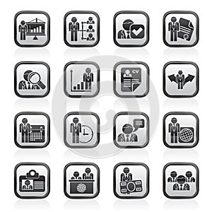 Black an white human resource and employment icons photo