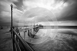 Black and White Huntington Beach Pier Long photo