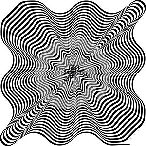 Black and White Hypnotic Background. Vector