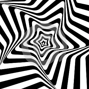 Black and White Hypnotic Background. Vector