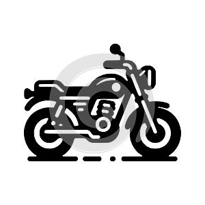 Black and white icon of a classic motorcycle