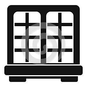 Black and white icon of a classic window