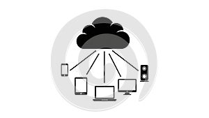 Cloud computing icon connecting various electronic devices technology network