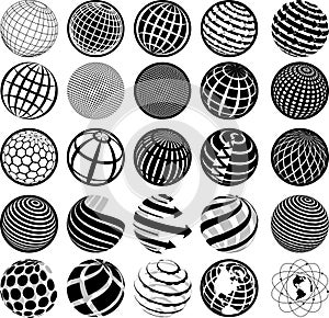 Black and white icons globe photo