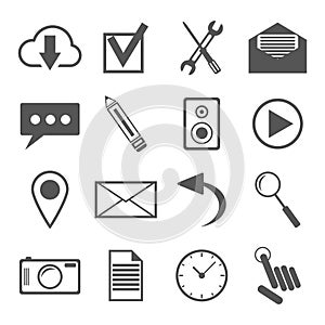 Black and white icons set for web and mobile applications