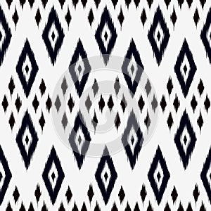Black and white ikat Seamless Pattern Design for Fabric. Vector EPS10