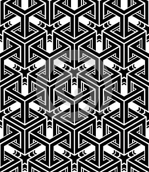 Black and white illusive abstract geometric seamless 3d pattern. photo