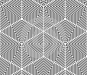 Black and white illusive abstract geometric seamless 3d pattern. photo