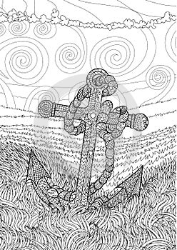 Black and white illustration of an anchor